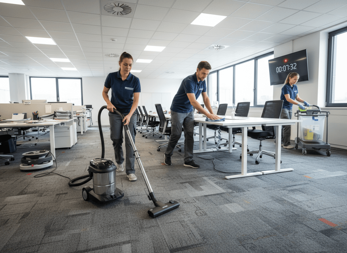 Cleaning team in action